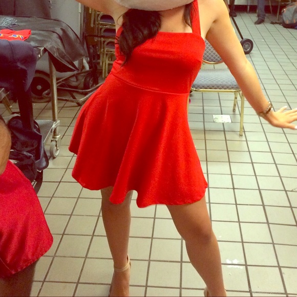 bright red mini dress